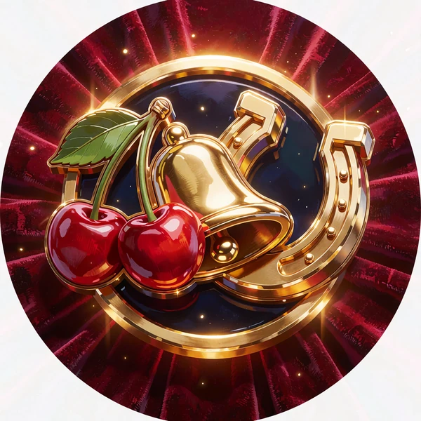 Wiśnie, złoty dzwonek i podkowa na rubinowym tle - grafika klasycznego slotu owocowego w Millioner Casino