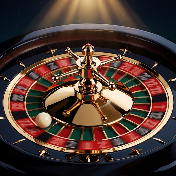 Koło ruletki widziane z g&oacute;ry z kulką w ruchu na zielonym suknie - ruletka w live casino